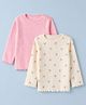 Babyhug Premium Cotton Mix Knit Full Sleeves T-Shirts with Polka Dots and Cherry Print Pack of 2 in Pink & White