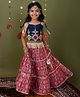 Halemons Cotton Woven Sleeveless Floral Motif Embroidered Lehenga Choli Set - Red