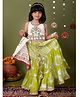 Halemons Cotton Woven Sleeveless Floral & Cow Embroidered Lehenga Choli Set - Lime Green