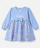 Babyhug Single Jersey Knit Fit and Flare Dress with Full Sleeves and Floral Print in Blue