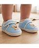 Neska Moda Bear Face Applique Detailed Anti Skid Velcro Closure Booties - Blue & White