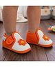 Neska Moda Colour Blocked Floral Applique Detailed Velcro Closure Booties - White & Orange