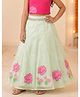 Kiddopanti Woven Floral Printed & Embroidered Skirt - Green
