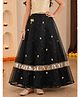 Kiddopanti Woven Lace Embellished Bow & Floral Applique Detailed Skirt - Black