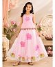 Kiddopanti Cotton Knit Sleeveless Floral Printed & Embroidered Lehenga & Choli Set - Baby Pink