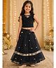 Kiddopanti Cotton Spandex Knit Sleeveless Pearl & Beads Embellished Lehenga & Choli Set - Black