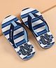Kookie Kids Slip On Striped Flip Flops With Text Print - Blue