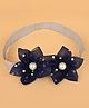 Aye Candy Star Embellished Floral Applique Detailed Headband - Navy Blue