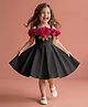 smile baby NX Scuba Woven Off Shoulder Floral Applique Detailed Dress - Black