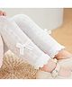 Ziory Cotton Knit Bow Applique Detailed & Scalloped Hem Tights - White