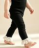 Ziory Cotton Knit Frill Detailed Tights - Black
