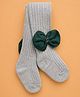Kidofash Cotton Spandex Knit Bow Applique Detailed Stockings - Grey