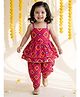 AJ Dezines Pure Cotton Woven Sleeveless Bandhani Printed Kurti & Dhoti Set - Pink