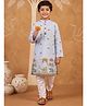 AJ Dezines Cotton Blend Woven Full Sleeves Elephant & Camel Printed Kurta & Pyjama Set - Blue