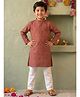 AJ Dezines Cotton Blend Woven Full Sleeves Geometric & Floral Printed Kurta & Pyjama Set - Red