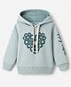 Ollypop Cotton Fleece Hoodie with Full Sleeves and Heart Print in Grey for 7-8 Years