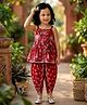 Saka Designs By Sapna Cotton Woven Sleeveless Floral Printed Kurti & Dhoti Set - Red