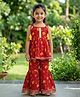Saka Designs By Sapna Pure Cotton Woven Sleeveless Gota Lace Embellished & Floral Printed Kurti & Sharara Set - Red