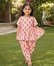 Saka Designs By Sapna Woven Half Sleeves Floral Motifs Printed Coordinating Dhoti & Kurti Set - Peach