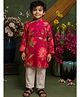 Saka Designs By Sapna Pure Cotton Woven Full Sleeves Floral Printed Kurta Pyjama Set - Red
