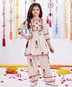 Joy Cotton Cotton Woven Three Fourth Sleeves Floral Printed & Gota Lace Embellished Coordinating Kurti Salwar Set - White
