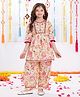 Joy Cotton Cotton Woven Three Fourth Sleeves Floral Printed & Gota Lace Embellished Coordinating Kurti Salwar Set - White