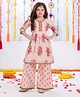Joy Cotton Cotton Woven Three Fourth Sleeves Floral Printed & Gota Lace Embellished Coordinating Kurti Salwar Set - Pink