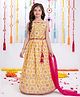 Joy Cotton Cotton Woven Sleeveless Floral Printed & Mirror Work Detailed Coordinating Lehenga Choli Set With Dupatta - Yellow