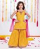Joy Cotton Cotton Woven Sleeveless Paisley Printed & Ethnic Motifs Embroidered Gota Lace Embellished Coordinating Kurti Sharara Set With Dupatta - Yellow