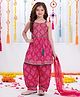 Joy Cotton Cotton Woven Sleeveless Bandhani Printed Gota Lace Embellished Coordinating Kurti Patiala Set With Dupatta - Pink