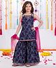 Joy Cotton Cotton Woven Sleeveless Floral Printed & Gota Lace Embellished Coordinating Kurti Sharara Set With Dupatta - Blue