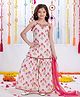 Joy Cotton Cotton Woven Sleeveless Floral Printed & Gota Lace Embellished Coordinating Kurti Sharara Set With Dupatta - White