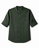Pine Kids 100% Cotton Woven Solid Shirt with Full Sleeves in Olive Green