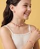EARTHY TOUCH Girls Floral Ethnic Jewellery Set Necklace & Bracelet - Pink