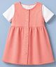 Babyhug Cotton Twill Solid Frock with Inner Tee with Half Sleeves in Pink