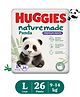 Huggies Naturemade Panda Premium diaper Pants Large L26 (9-14kg)|Natural Bamboo Liner|Ultra-Thin,Lightweight|Vitamin E|upto 100% wetness lock|Cloudsoft waistband|Wetness Indicator|Easy Disposal tape