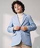 Pine Kids Knit Full Sleeves Solid Blazer in Light Blue