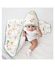 haus & kinder Cotton Blend Muslin Knit Hooded Towel & Wrappers With Jungle Party Print L 80 x B 80 cm - Cream