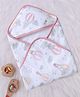 haus & kinder Cotton Blend Muslin Knit Hooded Towel & Wrappers With Serene Dreamscape Print L 80 x B 80 cm - White