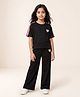 Anthrilo Cotton Blend Knit Half Sleeves Heart Printed Tee & Pant Set - Black