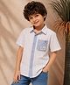 PURPLE UNITED KIDS Poplin Woven Half Sleeves Striped Shirt - Blue & White
