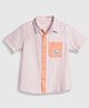 PURPLE UNITED KIDS Poplin Woven Half Sleeves Striped Shirt - Peach & White