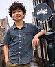 PURPLE UNITED KIDS Denim Woven Half Sleeves Washed Shirt - Blue