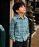 PURPLE UNITED KIDS Poplin Woven Full Sleeves Checked Shirt - Green & Multi Colour