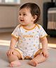 PURPLE UNITED KIDS Single Jersey Knit Half Sleeves Little One Text Printed Romper - Yellow