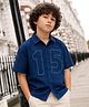 PURPLE UNITED KIDS Poplin Woven Half Sleeves 15 Numericals Printed Shirt - Blue