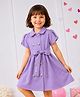 PURPLE UNITED KIDS Cotton Woven Half Sleeves Button Detailed Dress - Lavender