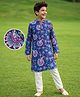 Pine Kids 100% Cotton Woven Full Sleeves Kurta Pyjama Set with Full Length and Paisley Print in Blue