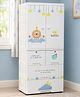 Purple Tots Printed Collapsible Wardrobe With Shelves & 3 Drawers With Lion Print - White