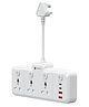PORTRONICS Power Plate Prime, 2500W 7-in-1Power Extender with 4 Universal Sockets,2x20W Type-C & 2x18W USB-A Fast Charging Ports,180 Degree Rotatable Cord, Individual Switches, Child Safety,White